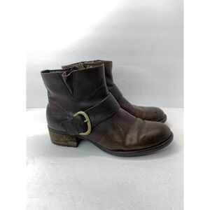 Born Women's Mahogany Brown Liona Chunky Lug Sole Buckle Short Boot Bootie 8.5